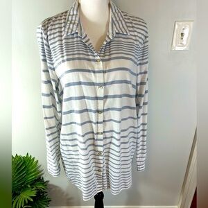 J Jill button up hi low hem tunic shirt size L